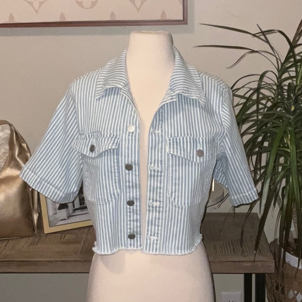 DL1961 Blue and White‎ Striped Jean Jacket